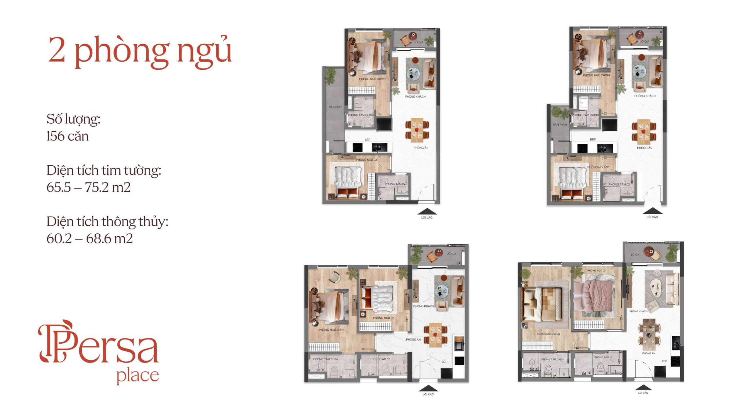 Persa Place 20 layout thiết kế 2 phòng ngủ