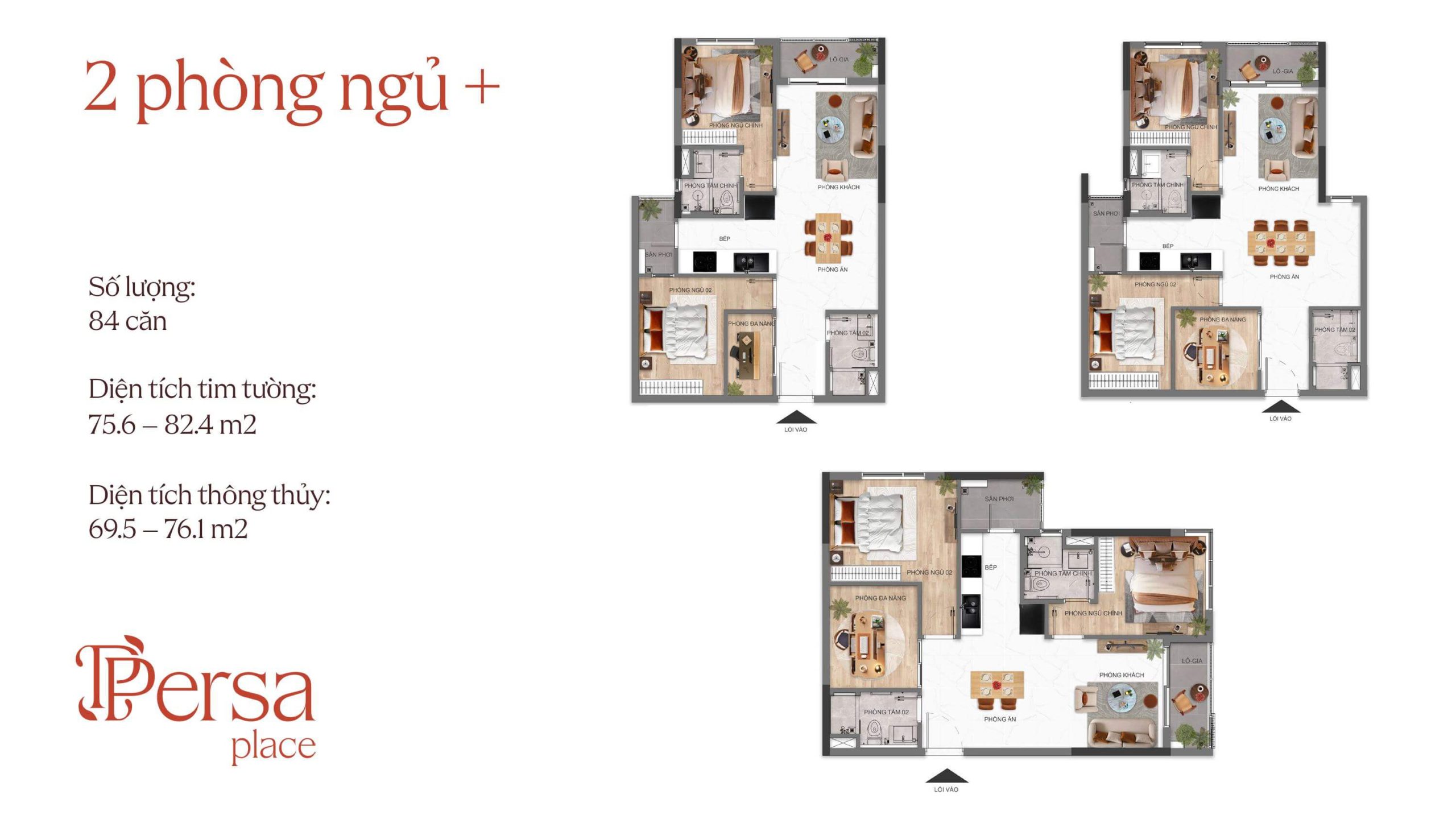 Persa Place 21 layout thiết kế 2 phòng ngủ +